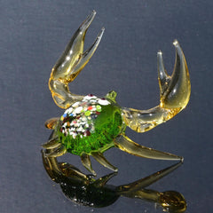 Green Glass Crab, Glass Sculpture, Crab Decor, Beach Art, Summer Decor, Glass Figures, Hand Blown Glass, Glass Animals, Blown Glass Animals