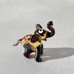 Elephant Art, Blown Glass Animals, Unique Elephant Gifts, Glass Elephant, Tiny Glass Animals, Elephant Figurine, Spotted, Purple, Amber