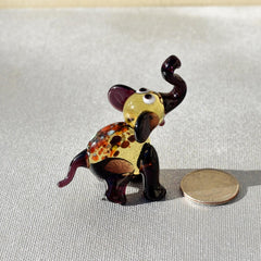 Elephant Art, Blown Glass Animals, Unique Elephant Gifts, Glass Elephant, Tiny Glass Animals, Elephant Figurine, Spotted, Purple, Amber