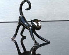 Black Cat Gifts, Black Cat Figurine, Black Cat Decor, Black Cat Art, Black Cat Statue, Large Cat Statue, Glass Cat, Glass Sculpture