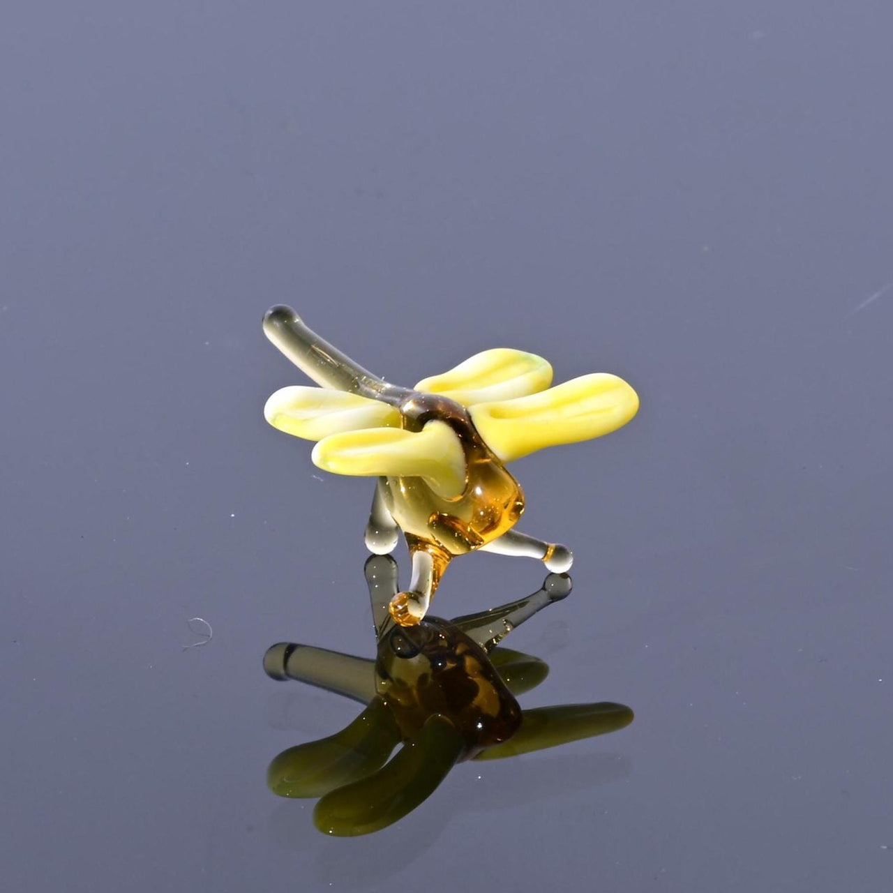 Dragonfly Charm, Dragonfly Gift, Tiny Glass Animals, Yellow Dragonfly, Mini Glass Animals, Dragonfly Art, Glass Figures, Bug, Decor