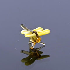 Dragonfly Charm, Dragonfly Gift, Tiny Glass Animals, Yellow Dragonfly, Mini Glass Animals, Dragonfly Art, Glass Figures, Bug, Decor