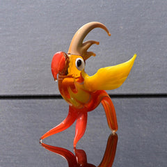 Orange Bird, Parrot Figurine, Gift for Bird Lovers, Glass Bird Sculpture, Hand Blown Glass Bird, Mothers Day Gifts, Parrot Statue Decor Art