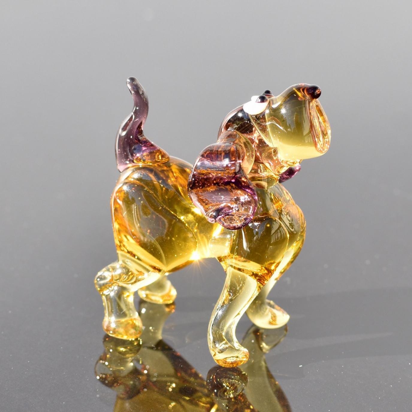 Whimsical Dog Figurine, Dog Statue, Glass Animals, Dog Memorial Gift, Glass Dog, Purple Dog, Art Glass, Puppy, Dog Lover Gift