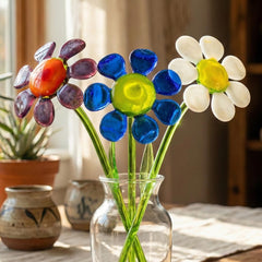 Glass Daisy Bouquet, Daisy Birth Flower, Daisy Gifts, Glass Birth Month Flower Bouquet, Daisy Decor, Spring Home Decor, Mothers Day Gifts