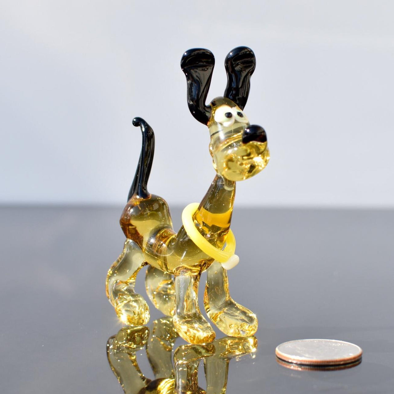 Cute Cartoon Dog Figurine, Whimsical Dog Statue, Glass Animals, Funny Puppy, Glass Dog Memorial Gift, Hound Dog, Amber Glass Art