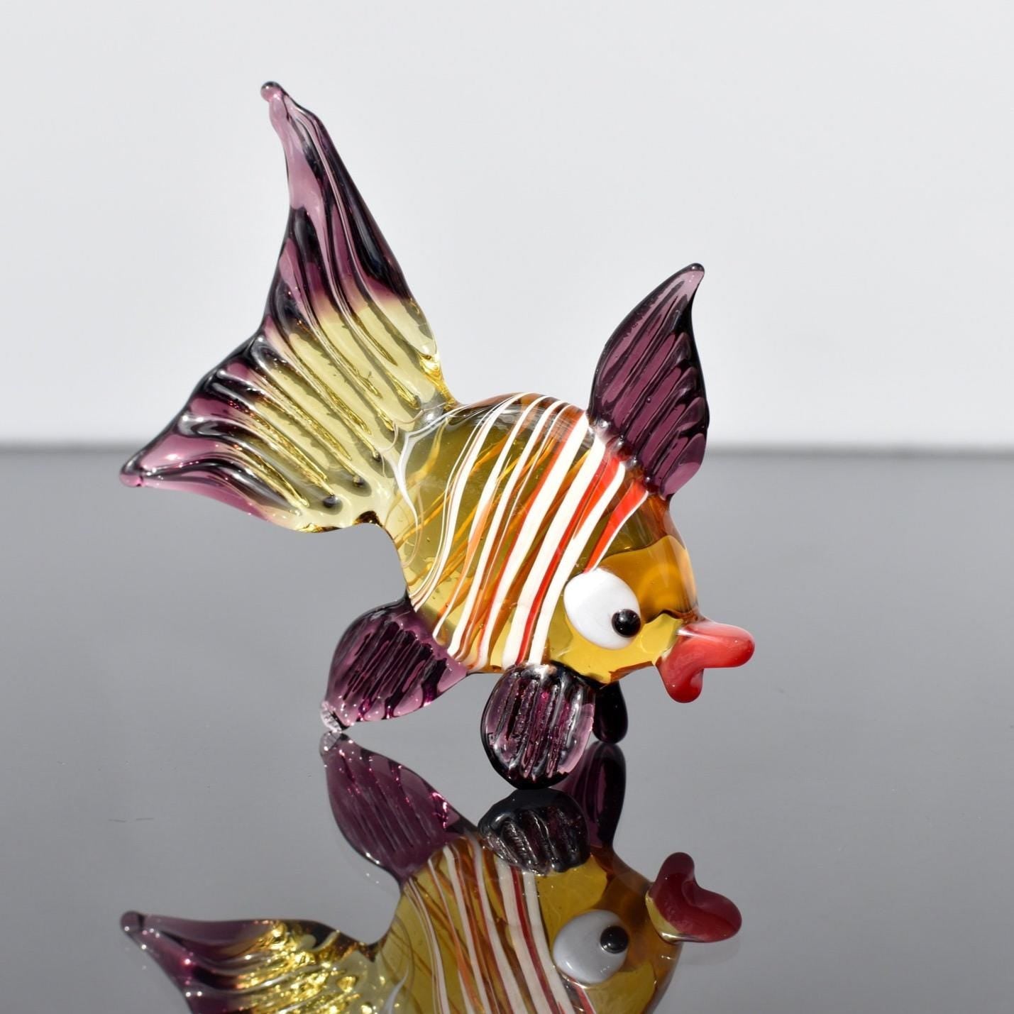 Glass Fish, Tiny Glass Animals, Murano Glass Fish, Mini Glass Animals, Fish Sculpture, Tropical Fish, Blown Glass Fish, Glass Animals, Art