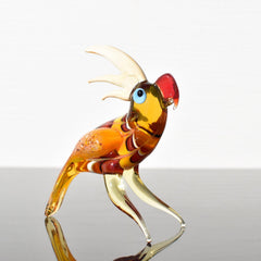 Orange Bird Sculpture, Parrot Figurine, Hand Blown Glass Bird, Gift for Bird Lovers, Bird Lover Gifts, Parakeet Art Glass, Spring Decor