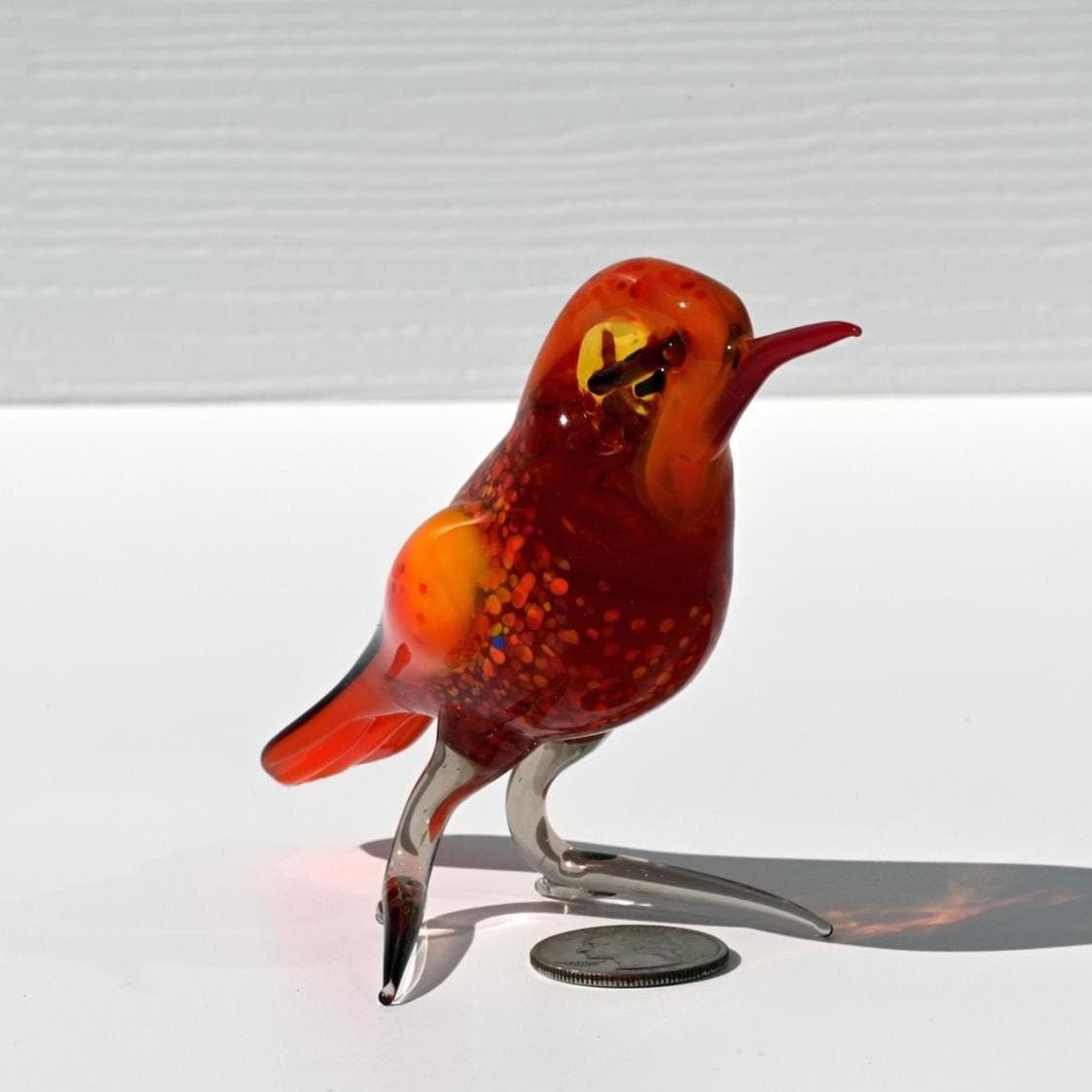 Handmade Orange Bird, Glass Bird Figurine, Bird Sculpture, Bird Decor, Bird Lover Gifts, Glass Bird, Bird Figurine, Bird Art, Glass Bird