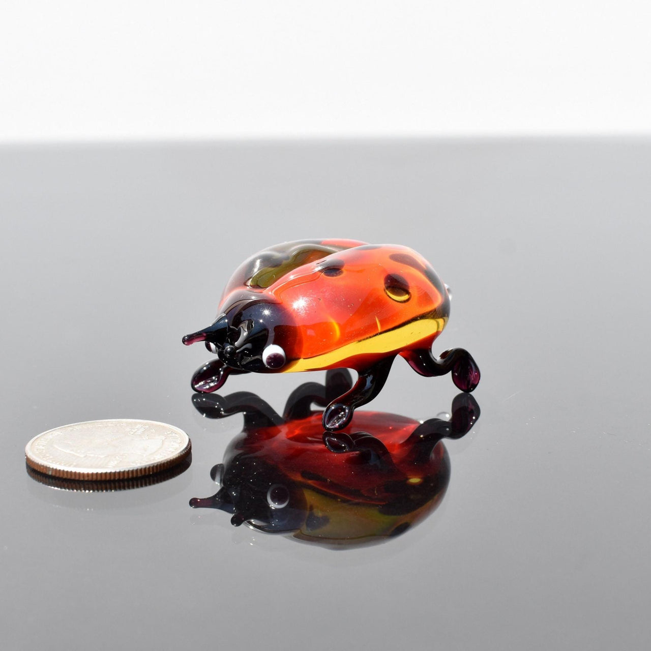 Glass Ladybug Sculpture, Ladybug Gifts, Ladybug Decor, Blown Glass Animals, Glass Animals, Red Ladybug, Art Glass, Insect Figurine Decor