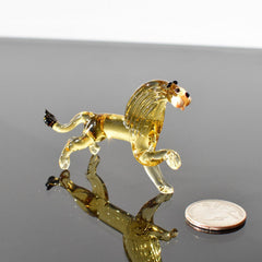 Leo Zodiac Gift, Lion Sculpture, Lion Statue, Glass Lion Figurine, Blown Glass Animals, Desk Decor, Amber Glass Gift for Men