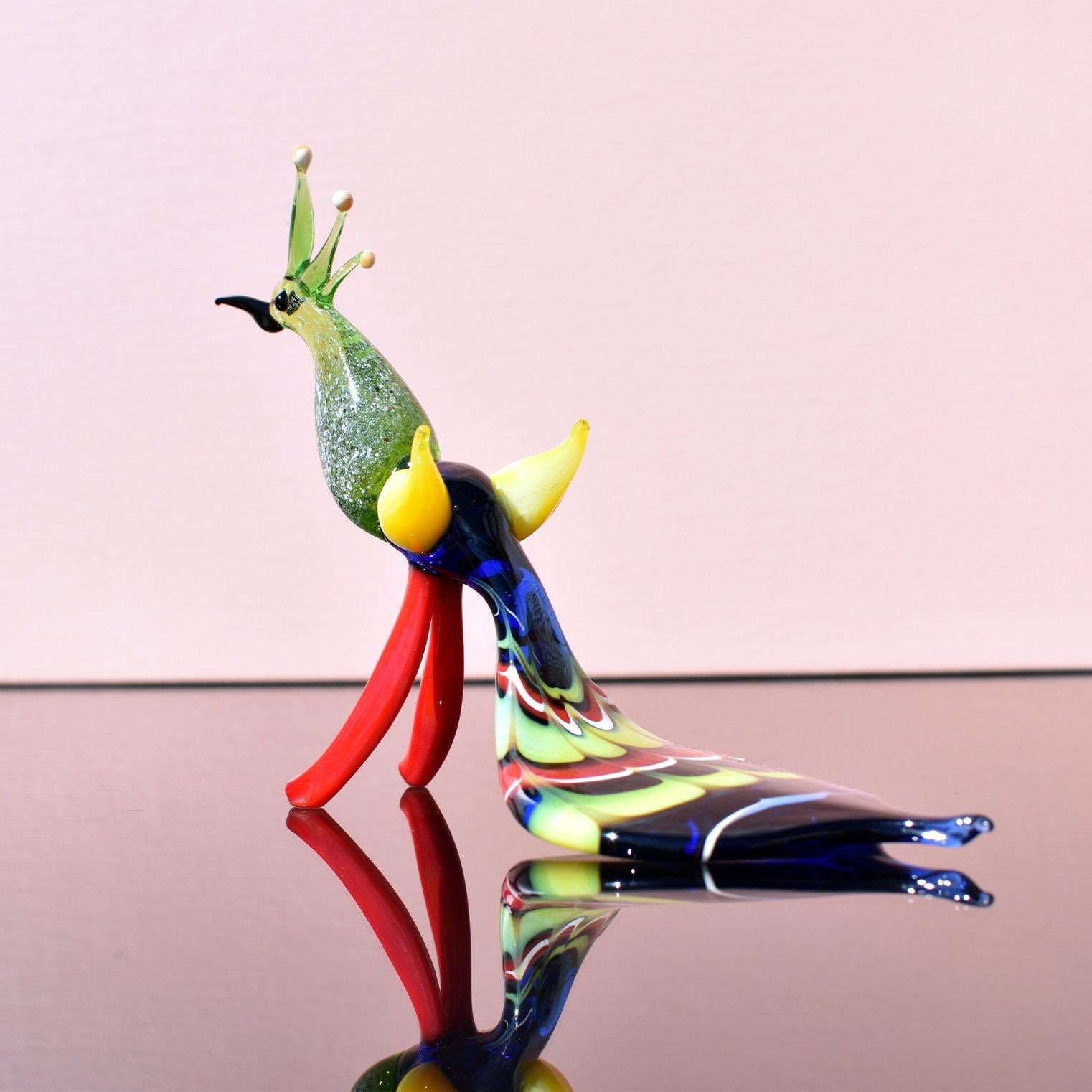 Peacock Statue, Glass Peacock Figurine, Peacock Decor, Peacock Gifts, Bird Lover Gifts, Glass Bird Sculpture, Peacock Sculpture, Peacock Art