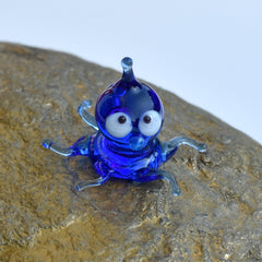 Blown Glass Octopus Figurine, Octopus Gift, Octopus Sculpture, Tiny Glass Animals, Mini Glass Animals, Octopus Decor, Blue Glass Octopus Art