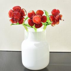 Hand Blown Red Glass Flowers: Collectible Flamework Sculpture, 7 Inch