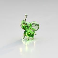 Mini Glass Animals, Elephant Figurine, Green Glass Elephant, Elephant Gifts, Glass Animals, Tiny Glass Animals, Elephant Decor, Art, Lime