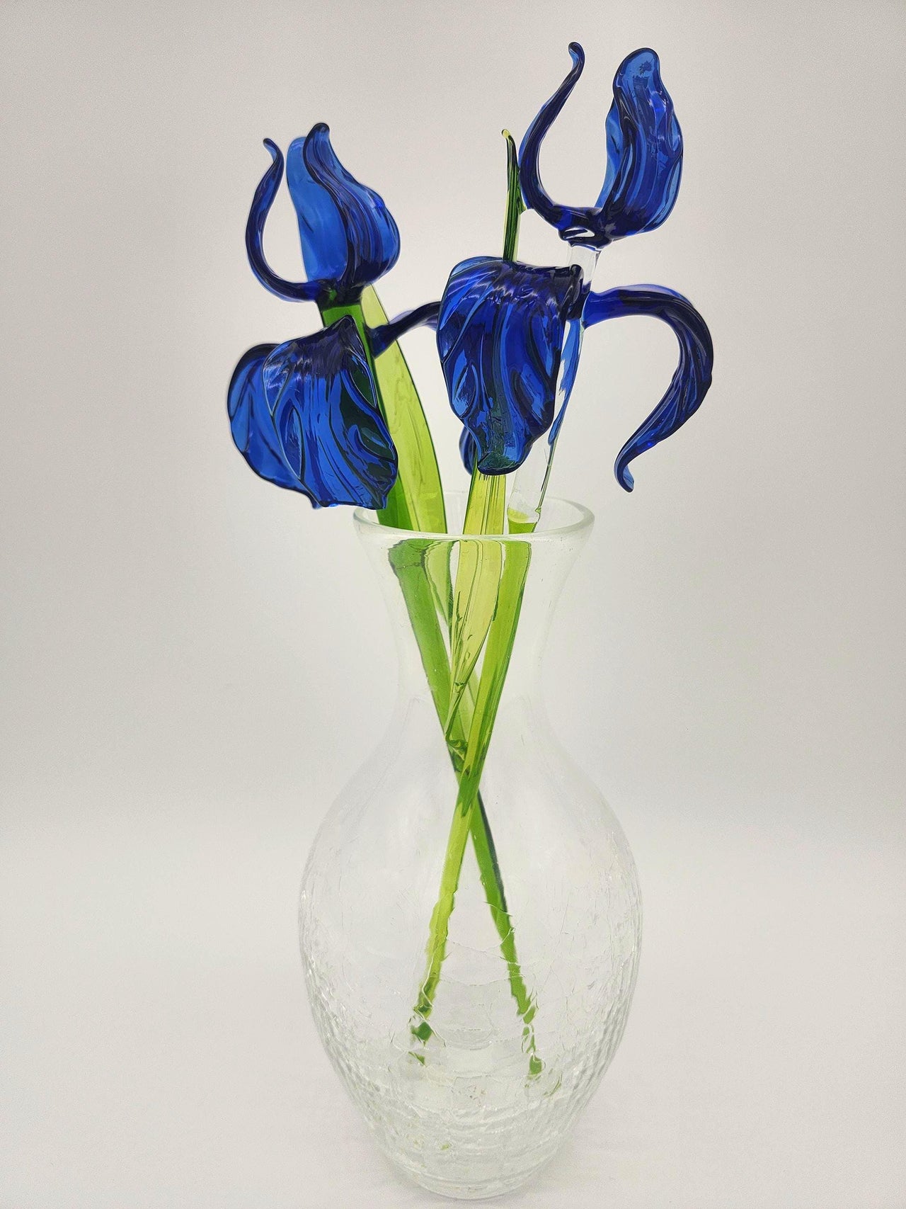 Glass Flowers in Vase, Glass Flowers Bouquet, Glass Iris, Glass Birth Month Flower, Long Stem Glass Flowers, Forever Flowers, Mothers Day
