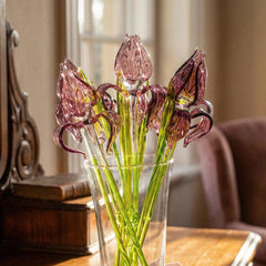 Glass Iris Flower, Purple Glass Flowers, February Birth Flower Gift, Glass Birth Month Flower, Forever Flowers, February Birthday Gift Iris