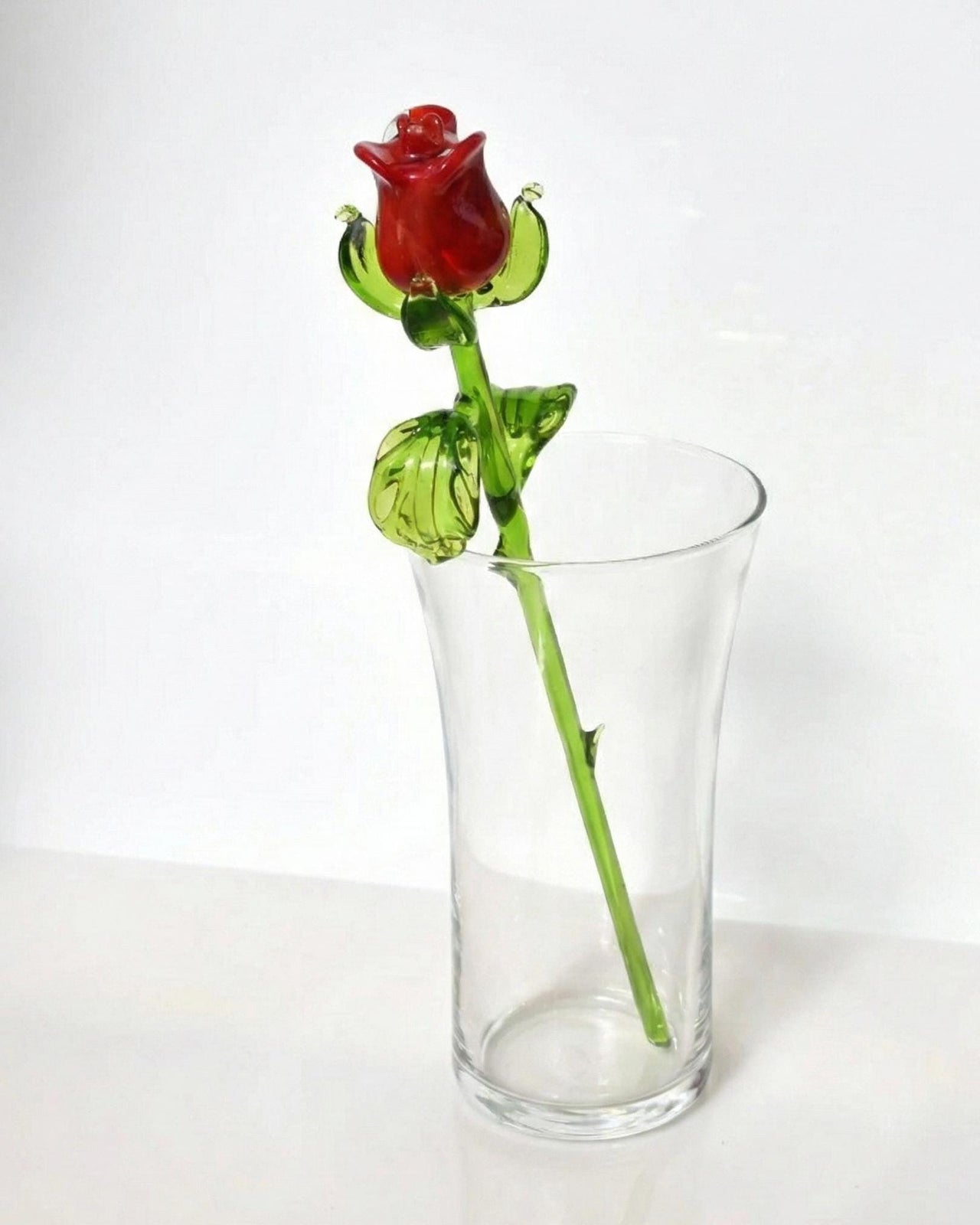 Hand Blown Red Glass Rose - Mothers day Gift for Her - Eternal Flower Gift, Romantic Home Decor