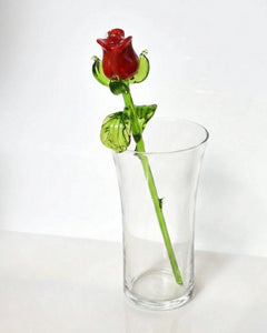 Hand Blown Red Glass Rose - Mothers day Gift for Her - Eternal Flower Gift, Romantic Home Decor
