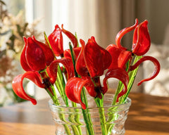 Glass Iris, Red Glass Flowers Bouquet, Iris Gift, Glass Birth Month Flower, Forever Flowers, Blown Glass Art, Easter Decor Mothers Day Gifts