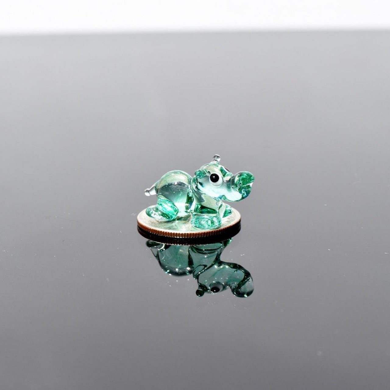 House Hippo, Tiny Glass Animals, Hippo Charm, Hippo Gifts, Glass Animals, Safari Animals, Hippo Statue, Teal Glass, Miniature Figurine