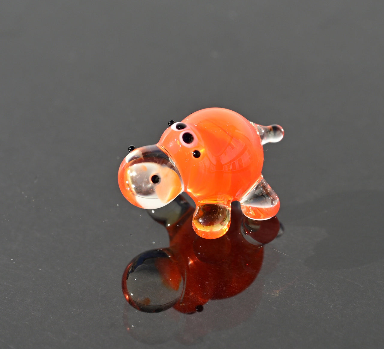 Hippo Gifts, Desk Pet, Safari Animals, Glass Hippo, House Hippo, Orange Hippo, Glass Animals, Tiny Animal, Cute Gift, Miniature Figurine