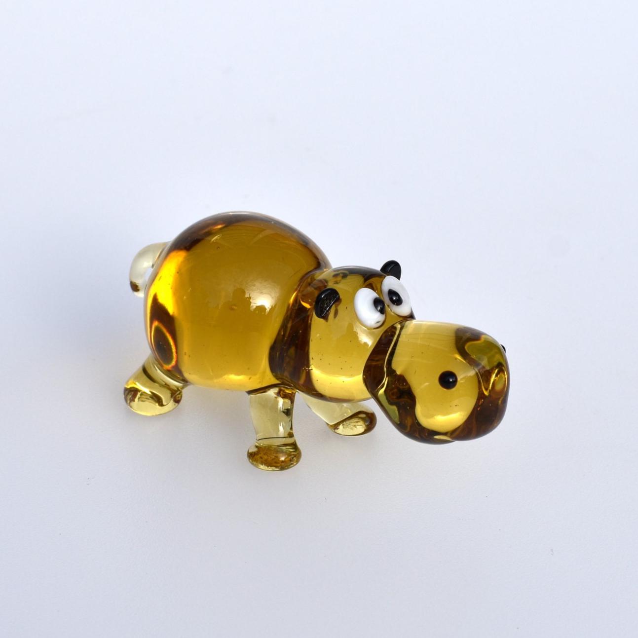 Glass Hippo Statue, Blown Glass Animals, Hippo Gifts, Hippopotamus, Safari Decor, Desk Pet, Glass Animals Figurines, Hippo Figurine Art