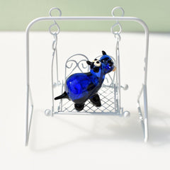 House Hippo Figurine, Mini Glass Animals, Hippo Gifts, Blown Glass Animals, Safari Animals, Cobalt Blue Miniature Figurine
