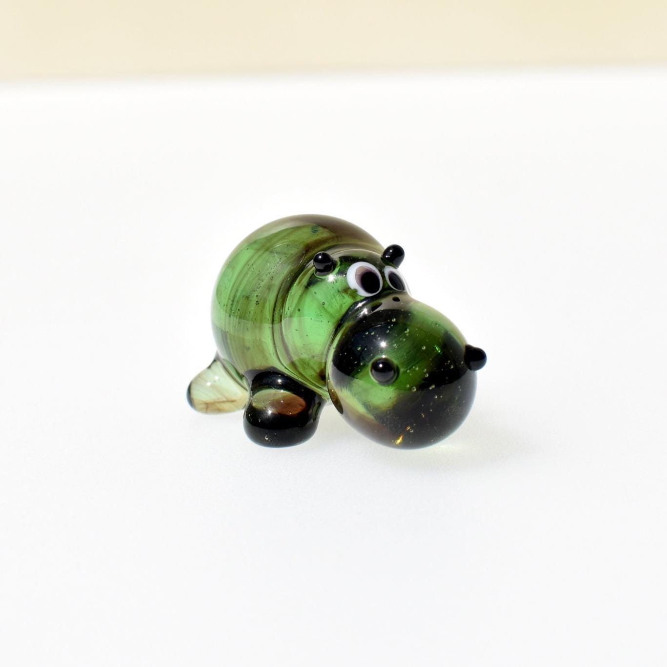 Blown Glass Hippo, Blown Glass Animals, Hippo Gifts, Safari Decor, Art Glass, Glass Figurine, Unique Gift, Glass Hippo Statue