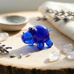 Hippo Tiny Glass Animals, Miniature Glass Animals, House Hippo Gifts, Glass Animal Figurines, Safari Animals, Violet Glass