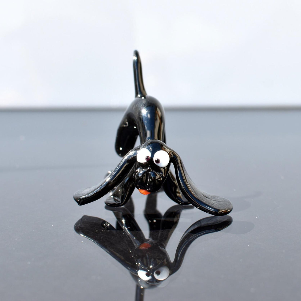 Glass Spaniel Dog Figurine - Glass Animal Statue - Blown Glass Animals - Glass Animal Figurines - Dog Memorial Gift