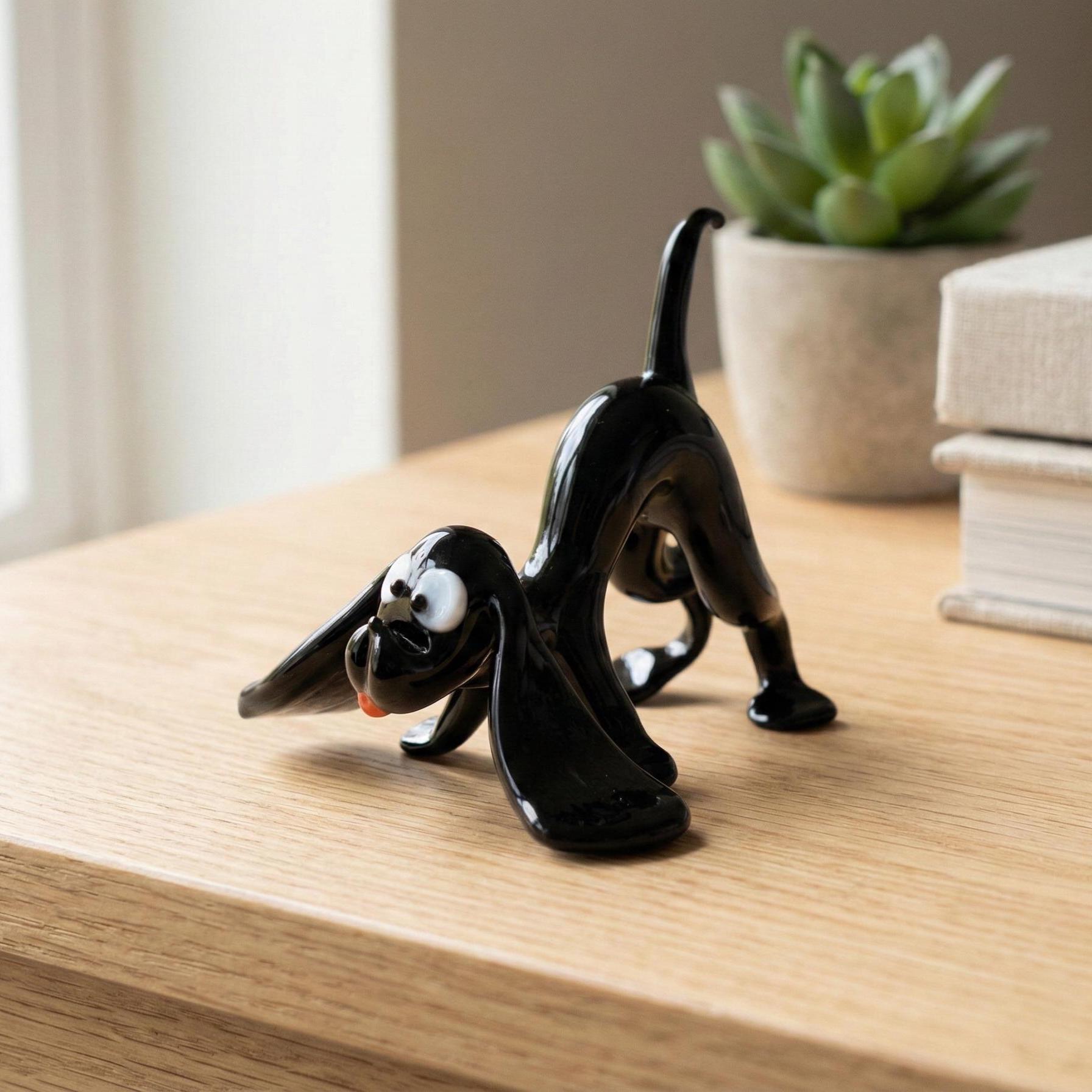 Glass Spaniel Dog Figurine - Glass Animal Statue - Blown Glass Animals - Glass Animal Figurines - Dog Memorial Gift