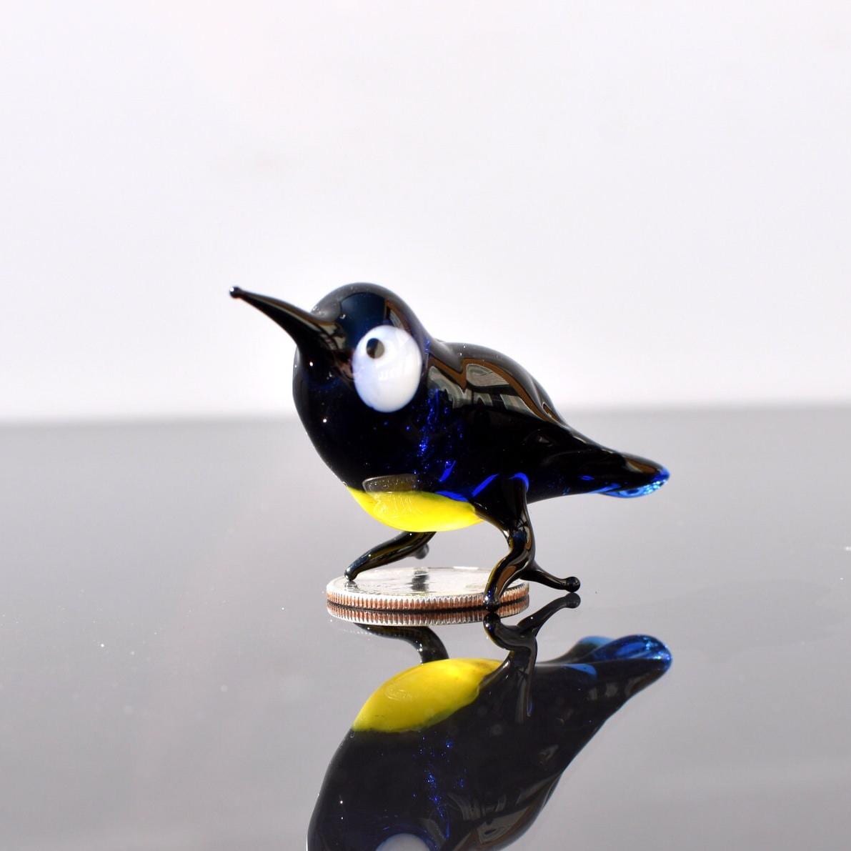 Murano Glass Bird, Blue Bird Figurine, Glass Animal Figurines, Bird Sculpture, Art Glass Animals, Cute Bird Gifts, Blown Glass Art, Desk Pet