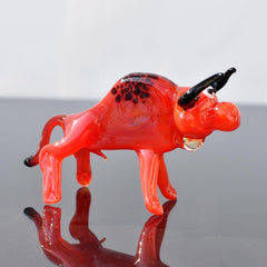 Handmade Red Glass Bull, Glass Bull Figurine, Bull Statue, Bull Sculpture, Red Glass Bull, Glass Sculpture, Glass Animals,  Glass Art,
