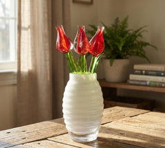 Glass Tulip Flowers, Blown Glass Flowers Bouquet - Glass Birth Month Flower - Tulip Glass Flowers with Stems - Mothers Day Gifts for Her