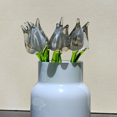 Glass Tulip Flowers, Glass Birth Month Flower - Blown Glass Flowers Bouquet - Wedding Gift for Her  Tulip Glass Flowers with Stems