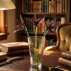 Purple Glass Flowers, Bird of Paradise Art Flower, Glass Birth Month Flower, Long Stem Glass Flowers Bouquet, Forever Flowers Gift