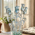 Glass Roses - Hand Blown Glass Rose - Glass Flowers Bouquet - Clear Glass Flowers - Mothers Day Gifts for Her