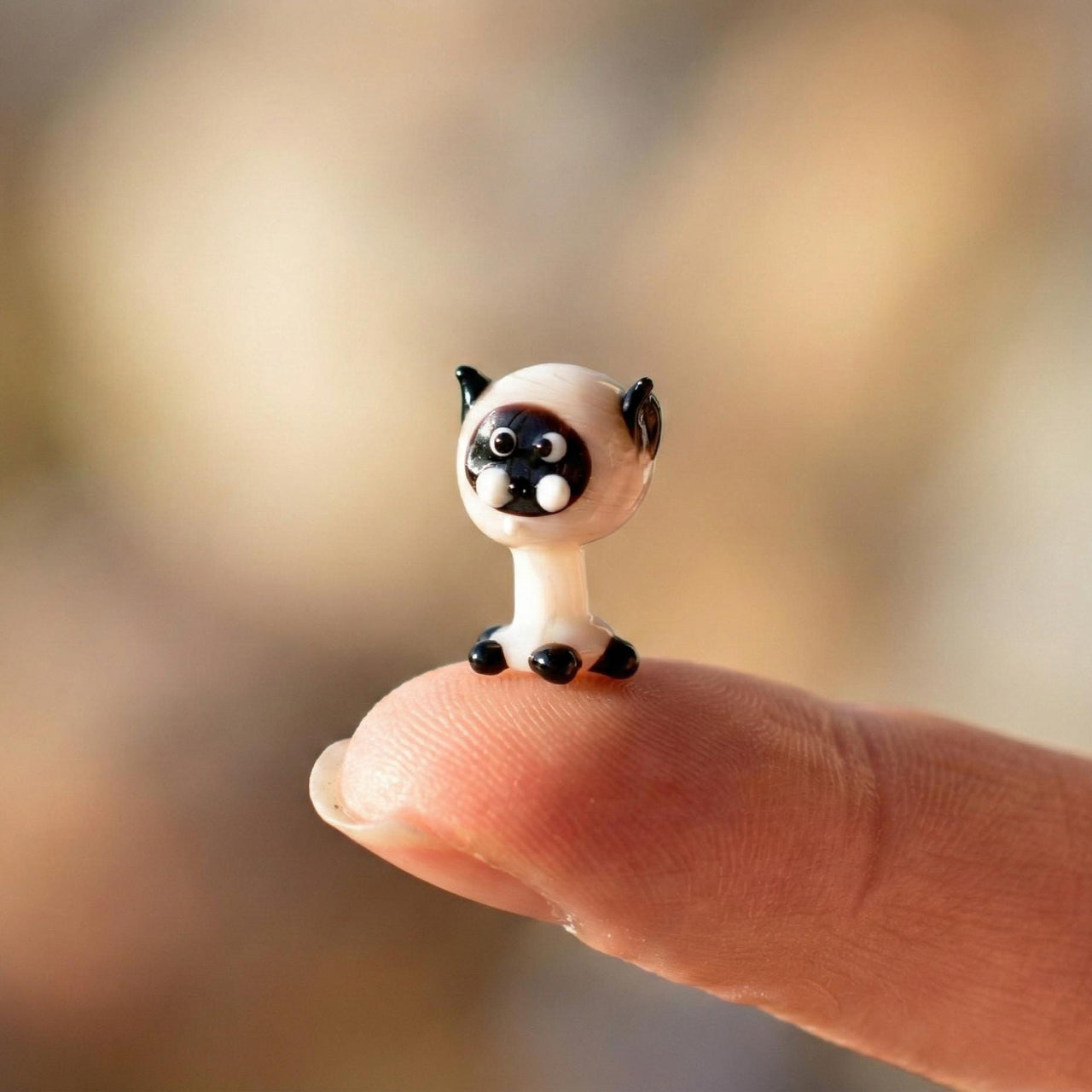 Tiny Glass Animals, Siamese Cat, Mini Glass Animals, Siamese Cat Figurine, Siamese Cat Gifts, Siamese Cat Art, Glass Cat, Glass Sculpture