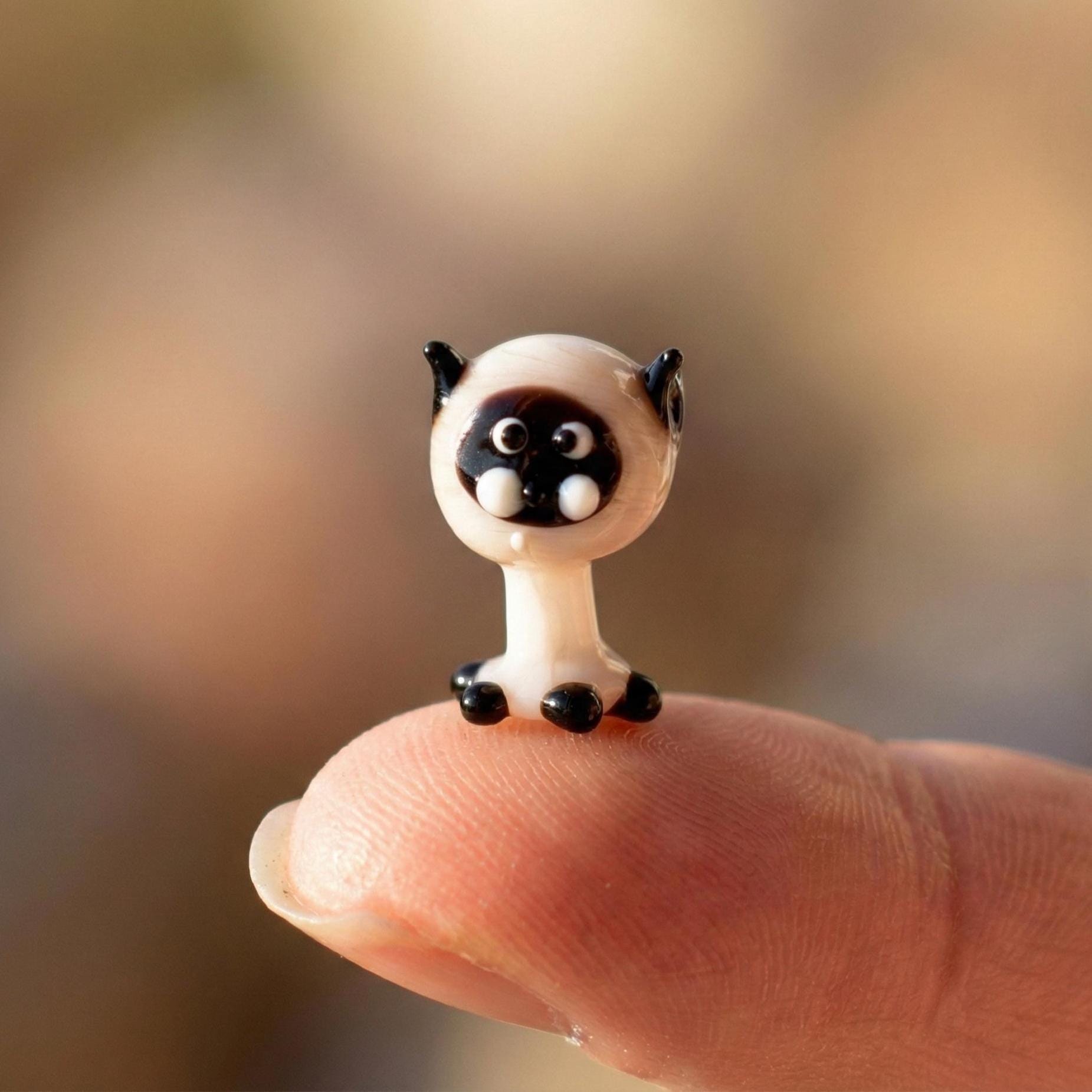 Tiny Glass Animals, Siamese Cat, Mini Glass Animals, Siamese Cat Figurine, Siamese Cat Gifts, Siamese Cat Art, Glass Cat, Glass Sculpture