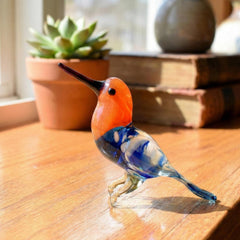 Humming Bird, Orange Bird, Glass Hummingbird Gifts, Glass Bird Gifts, Blue Bird, Blown Glass Animals, Hummingbird Statue Decor