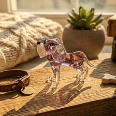 Glass Dog Figurine, Purple Beagle Dog Statue, Glass Animals, Beagle, Bearded Dog, Glass Dog, Amethyst Glass