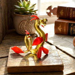 Dragon Statue, Fantasy Decor, Yellow Glass Dragon, Glass Sculpture, Dragon Gifts, Dragon Decor, Fantasy Art, Red Wings, Amber Glass, Art