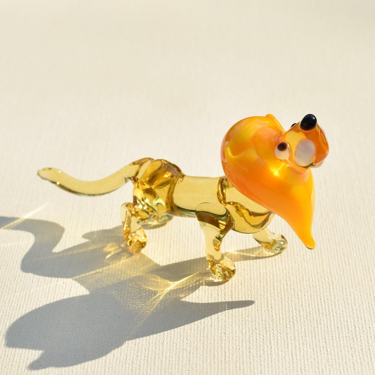 Leo Zodiac Gift, Cute Glass Lion Figurine, Glass Animals, Safari Nursery Decor, Blown Glass Art, Miniature Lion, Baby Shower Gift