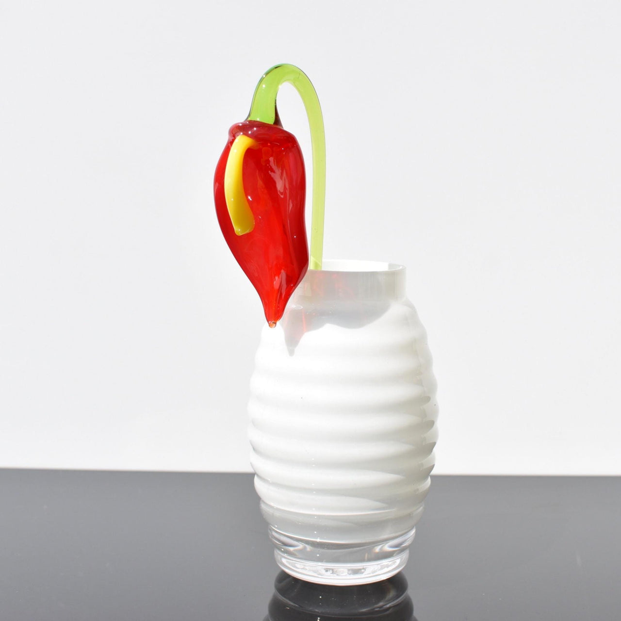Hand Blown Glass Flowers: Red & Yellow Flame-Worked Sculpture