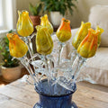 Forever Rose, Yellow Glass Flowers, Glass Flower Bouquet, Eternal Rose, Rose Bouquet, Mothers Day Gifts, Blown Glass Art, Mothers Day