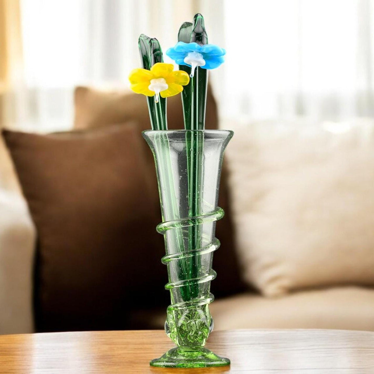 Hand Blown Glass Flowers in Vase - Mothers Day Gifts for Her