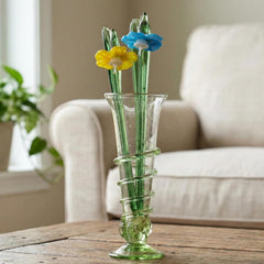Hand Blown Glass Flowers in Vase - Mothers Day Gifts for Her