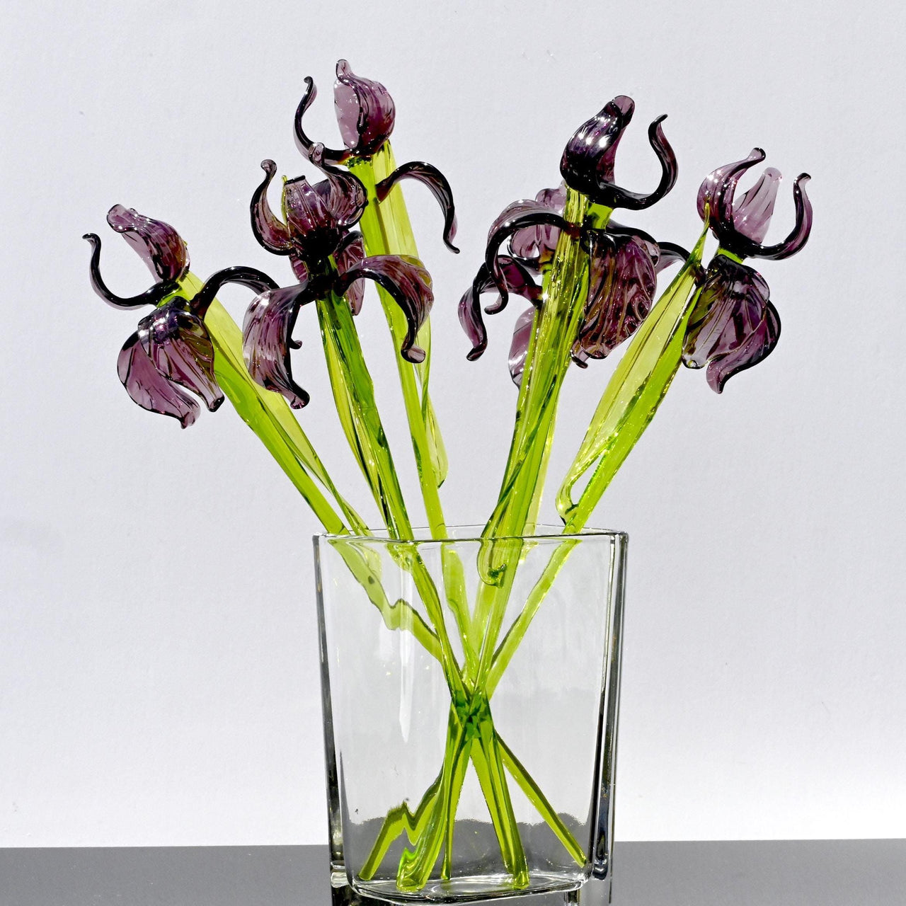 Glass Iris Flower, Glass Birth Month Flower, February Birth Flower Gift, Glass Flowers Bouquet, Purple Iris, Birth Flower Bouquet Art
