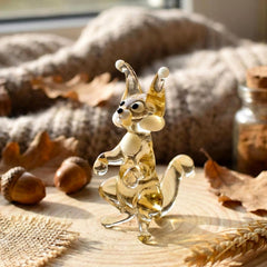 Woodland Animals, Squirrel Gifts, Forest Animals, Squirrel Figurine, Squirrel Decor, Squirrel Art, Glass Sculpture, Glass Animals, Squirrel